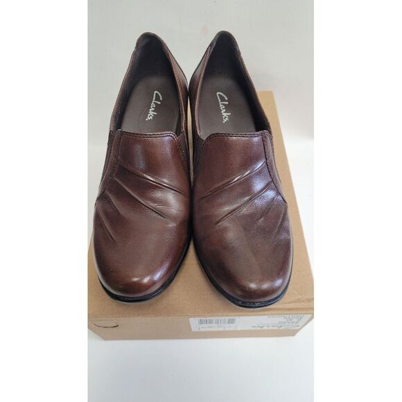 Clarks Shoes - Clarks Women's‎ Sz 6M Partridge Loafer Ruched Slip-On 89488 Leather Brown Shoes